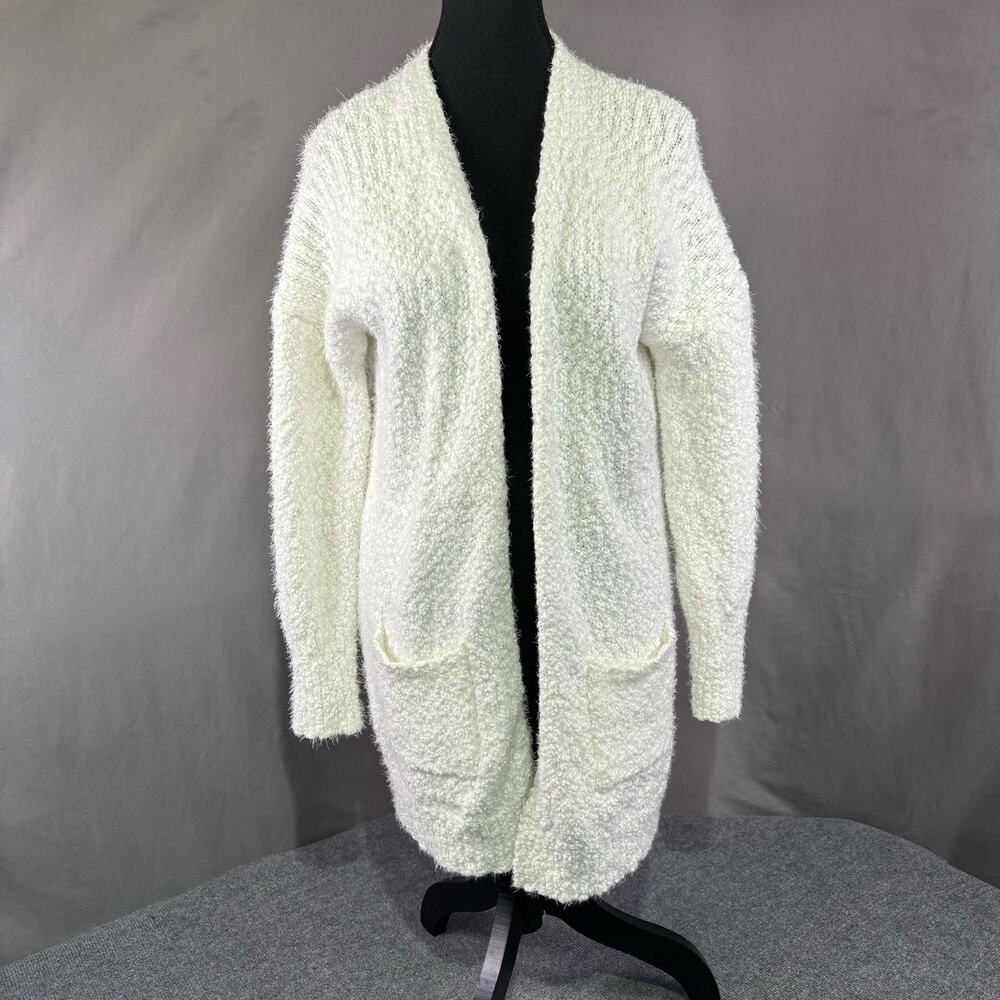 Anthropologie if it were me White Cardigan Fuzzy Sweater Medium